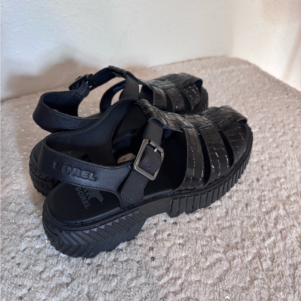Sorel Womens Streetworks Fisherman Mid Black Platform Sandals Size 8.5 - Picture 2 of 7